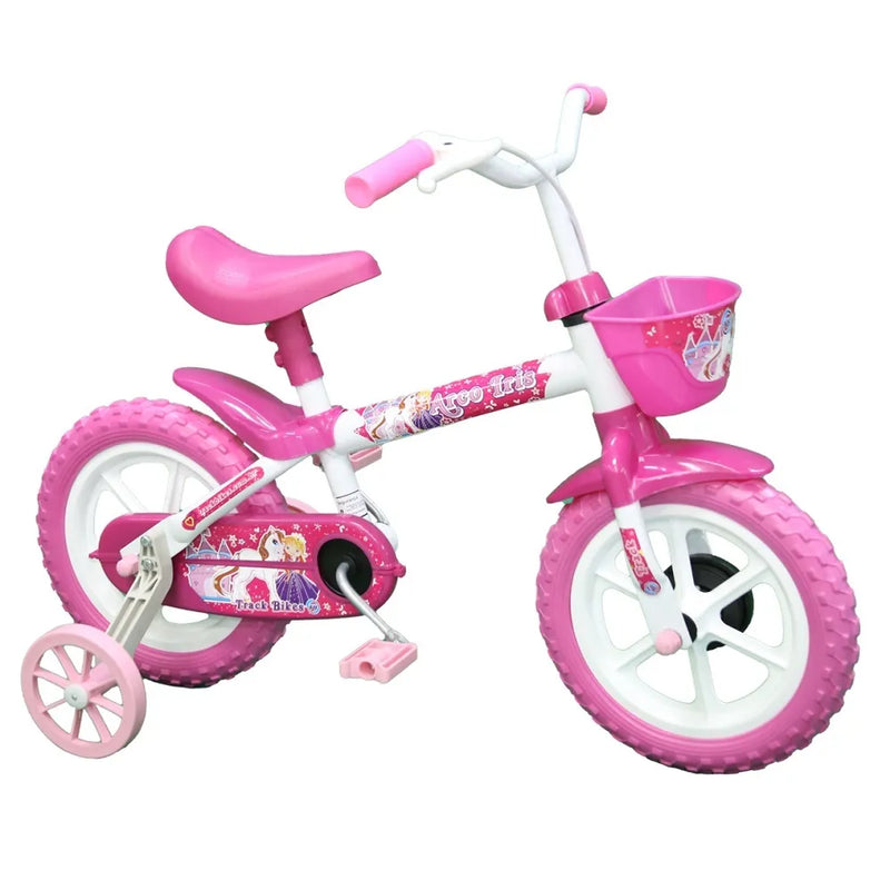 Bicicleta Infantil Aro 12 Arco-Íris Branco e Pink - TK3 Track