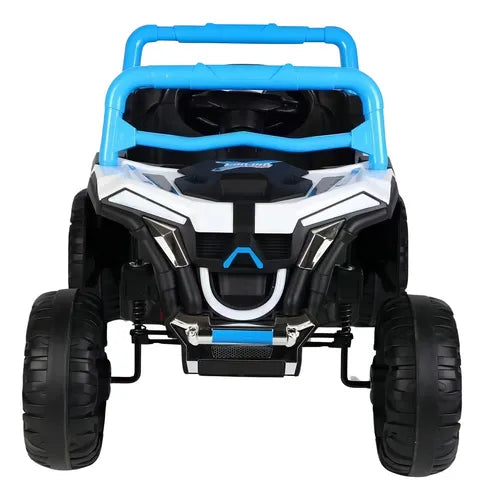 Carro Eletrico Infantil Utv 12v Azul Bivolt Luz Led Usb Controle Mini Jipe 2 Em 1