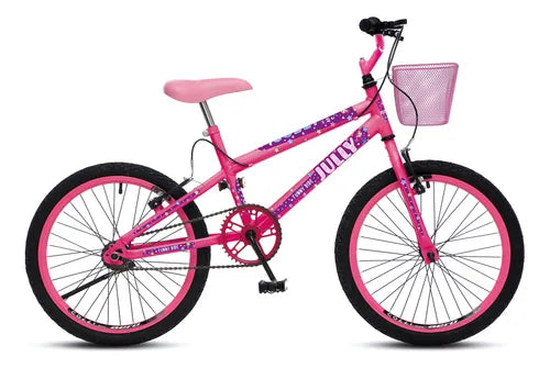 Bicicleta Infantil Colli Bike Jully - Rosa Neon - Aro 20 Com Cestinha Rosa