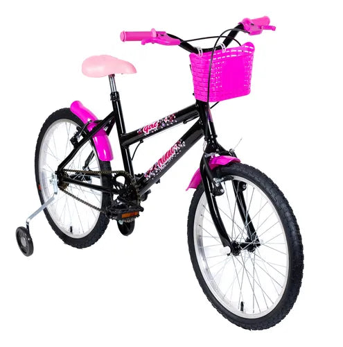 Bicicleta Aro 20 Infantil Mtb Girl Com Roda Lateral Cor Preto