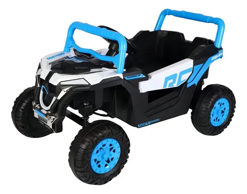 Carro Eletrico Infantil Utv 12v Azul Bivolt Luz Led Usb Controle Mini Jipe 2 Em 1