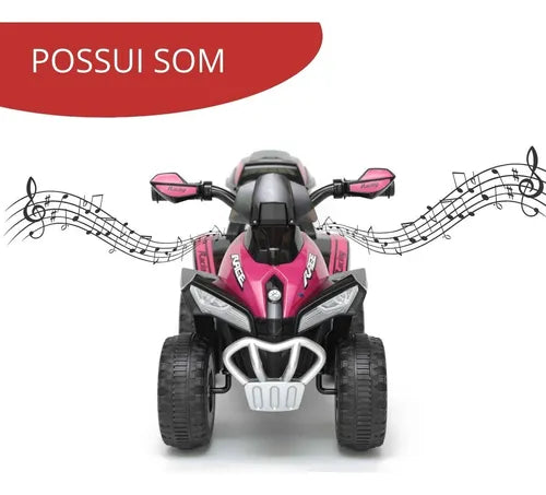 Mini Quadriciclo Moto Elétrica Criança Infantil Bateria 6V Luz Som Bivolt Rosa Importway Bw-129 Rs