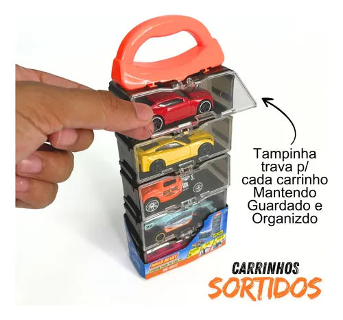 Kit 15 Carrinhos De Ferro Porta Maleta Compatível Com Hotwheels Atacarejo Kids