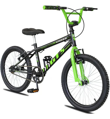 Bicicleta Aro 20 BMX aero cross infantil GT Sprint Cross R20 Freio V-Brake Preto e Verde