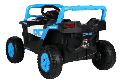 Carro Eletrico Infantil Utv 12v Azul Bivolt Luz Led Usb Controle Mini Jipe 2 Em 1