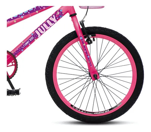 Bicicleta Infantil Colli Bike Jully - Rosa Neon - Aro 20 Com Cestinha Rosa