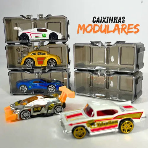 Kit 15 Carrinhos De Ferro Porta Maleta Compatível Com Hotwheels Atacarejo Kids