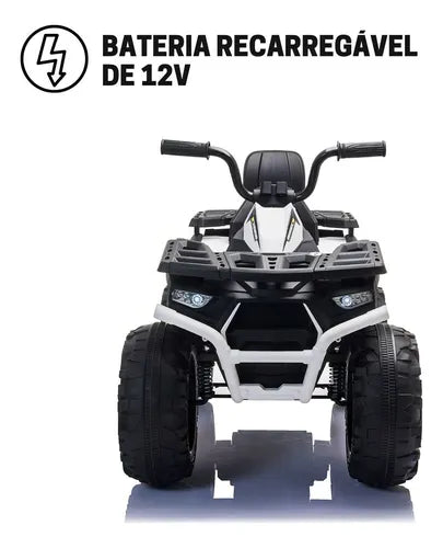 Mini Quadriciclo Elétrico Moto Infantil Bateria 12V Luz Som Controle Bivolt Brinqway BW-209 Cor Branco