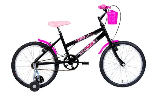 Bicicleta Aro 20 Infantil Mtb Girl Com Roda Lateral Cor Preto