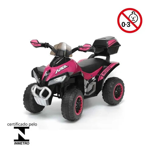Mini Quadriciclo Moto Elétrica Criança Infantil Bateria 6V Luz Som Bivolt Rosa Importway Bw-129 Rs