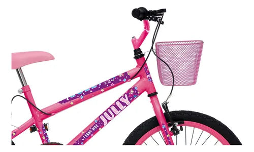 Bicicleta Infantil Colli Bike Jully - Rosa Neon - Aro 20 Com Cestinha Rosa