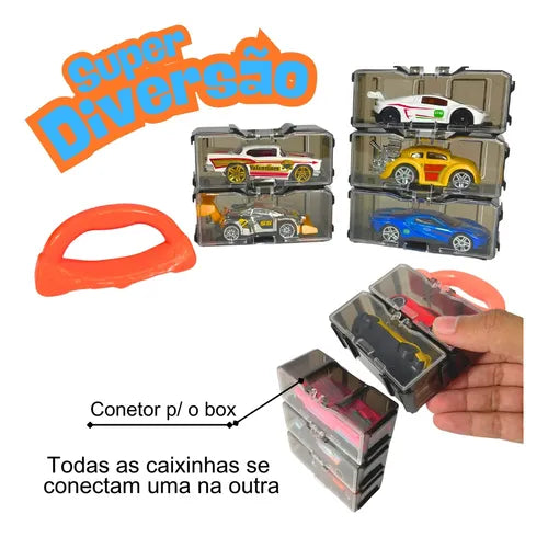 Kit 15 Carrinhos De Ferro Porta Maleta Compatível Com Hotwheels Atacarejo Kids