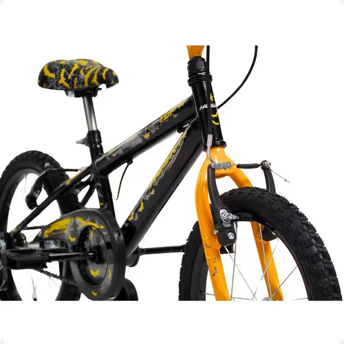 Bicicleta Infantil Masculina Aro 16 Herói Preta Menino Alumínio Husky