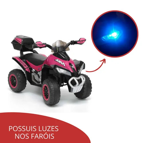 Mini Quadriciclo Moto Elétrica Criança Infantil Bateria 6V Luz Som Bivolt Rosa Importway Bw-129 Rs