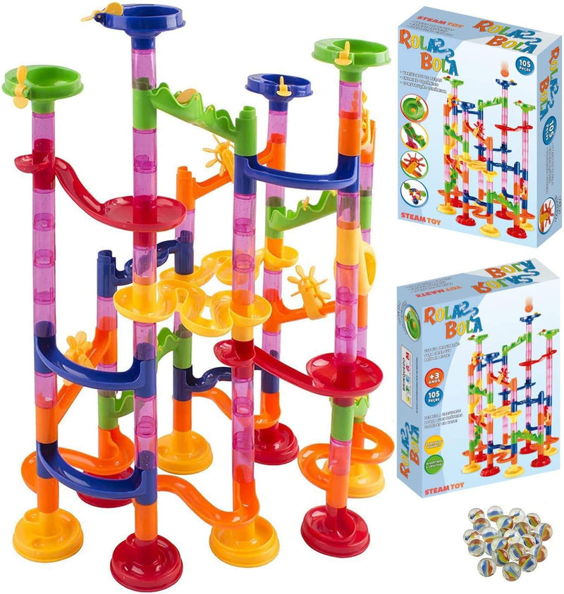 Brinquedo Educativo Marble Run - Pista de Montar com 105 Peças - Corrida de Bolinhas