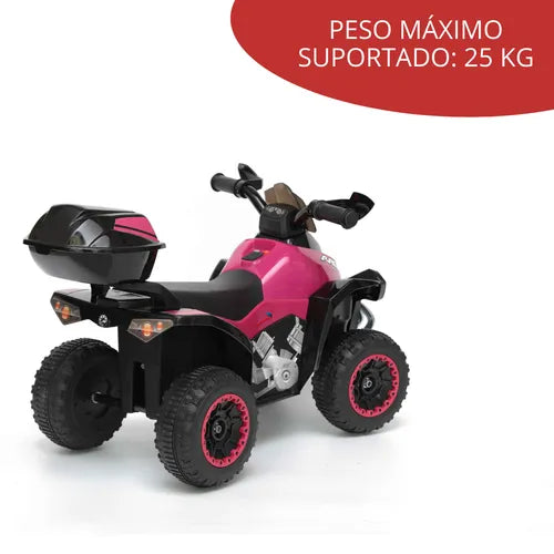 Mini Quadriciclo Moto Elétrica Criança Infantil Bateria 6V Luz Som Bivolt Rosa Importway Bw-129 Rs