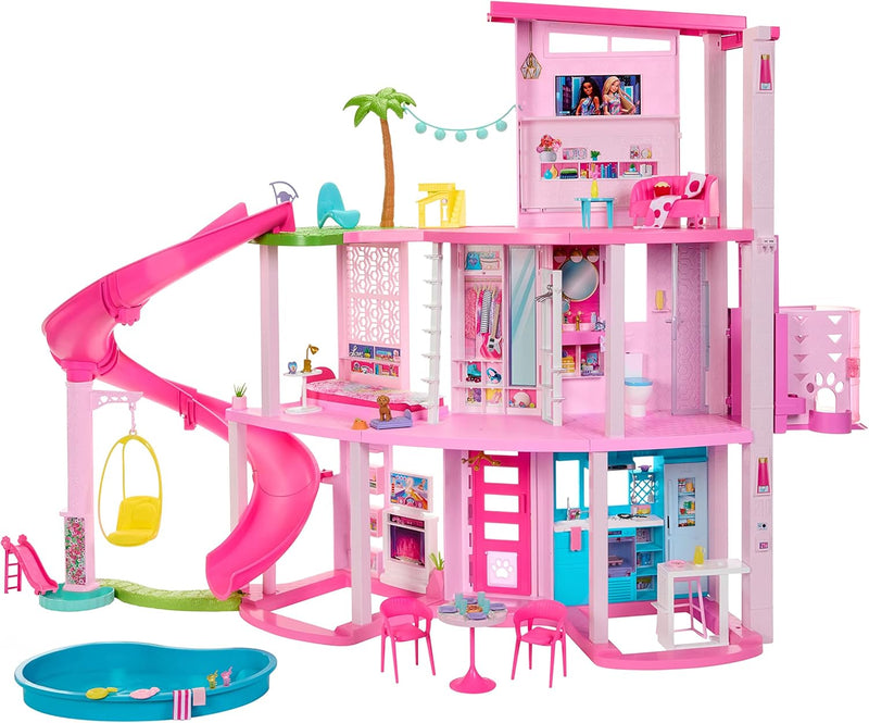 Casa dos Sonhos da Barbie - Três Andares, Escorregador e +75 Peças Incríveis