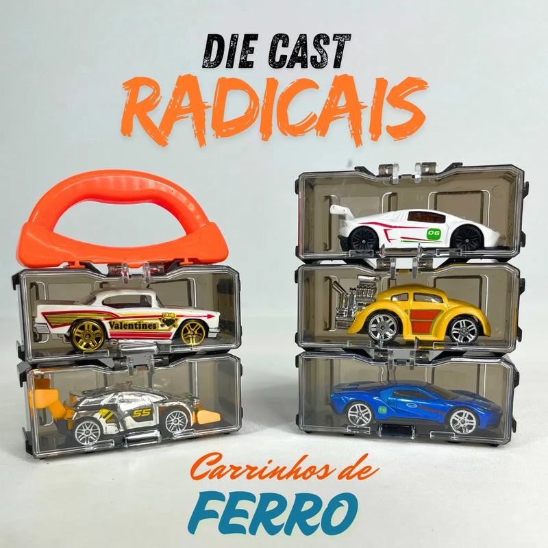 Kit 15 Carrinhos De Ferro Porta Maleta Compatível Com Hotwheels Atacarejo Kids
