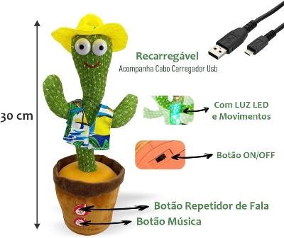 🌵 Cacto Interativo Funtoy® – Brincadeira, Música e Movimento para Toda a Família!