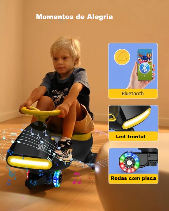 BabyCar Mini – Carro Elétrico Infantil com Pedal, Bateria e Rodas com LED