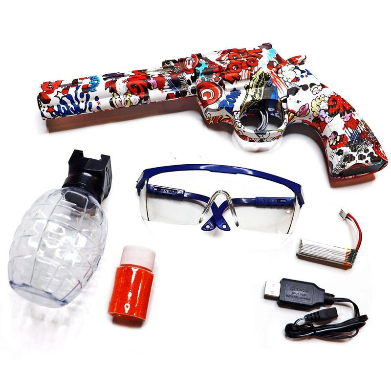 Pistola de Gel Elétrica Revólver Branca e Vermelha - Leão